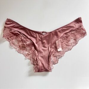 Victoria’s Secret Rose Lace Trim Cheeky Panty Very Sexy Vintage Rose L NWT